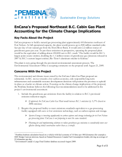 EnCana`s Proposed Northeast B.C. Cabin Gas Plant Accounting for
