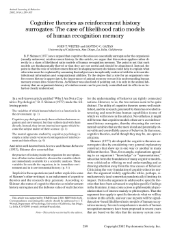 Cognitive theories as reinforcement history surrogates