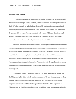 CARRIE ALLDAY THEORETICAL FRAMEWORK Introduction