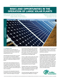 risks and opportunities in the operation of large solar plants