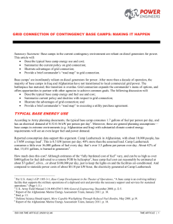 grid connection of contingency base camps: making it happen