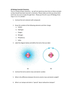 AP Biology Essential Chemistry This is a review of basic chemistry