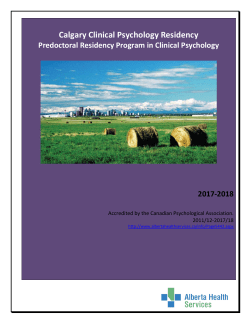 Calgary Clinical Psychology Residency 2017