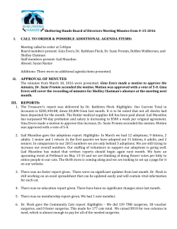 Sheltering Hands Board of Directors Meeting Minutes from 4