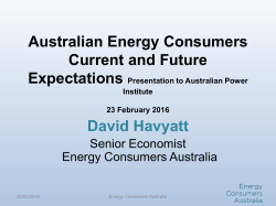 Australian Energy Consumers Current and Future David Havyatt