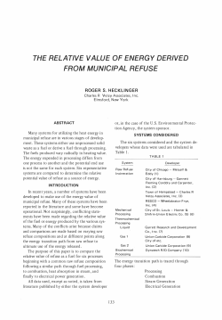 The Relative Value of Energy Derived from Municipal Refuse