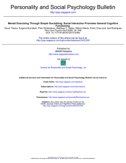 Personality and Social Psychology Bulletin