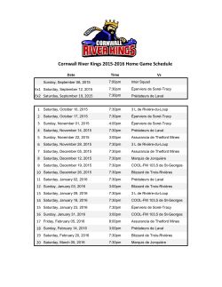 Cornwall River Kings 2015-2016 Home Game