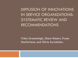 diffusion of innovations in service organizations