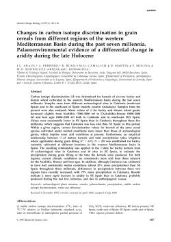 Changes in carbon isotope discrimination in grain cereals from