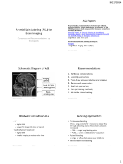 Arterial Spin Labeling (ASL) for Brain Imaging ASL Papers