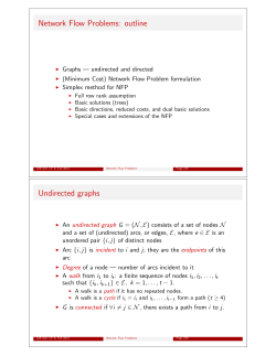 Network Flow Problems: outline Undirected graphs