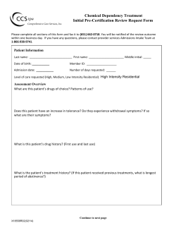 Chemical Dependency Treatment Initial Request Form