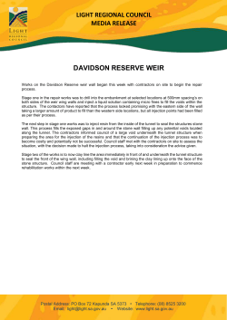 Davidson Reserve Weir - Media Release