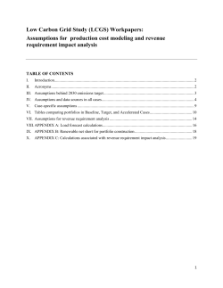 Low Carbon Grid Study (LCGS) Workpapers: Assumptions for