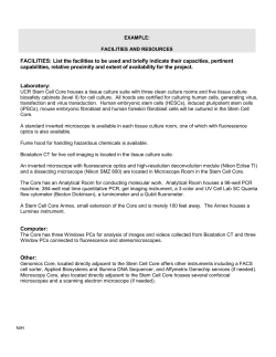 Facilities and Resources - UCR Stem Cell Core Facility