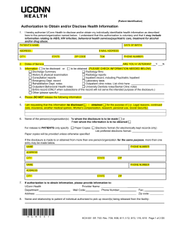 Authorization to Obtain and/or Disclose Health