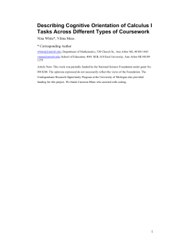 Describing Cognitive Orientation of Calculus I Tasks Across Different