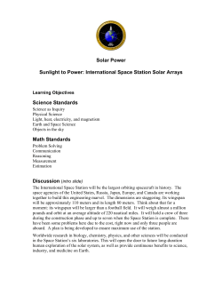 Solar Power Sunlight to Power: International Space Station Solar