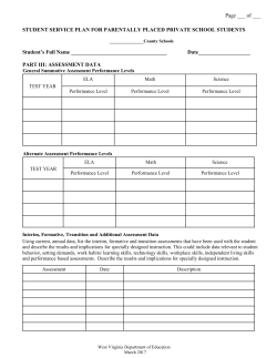 Service Care Plan Part III Assessment Data