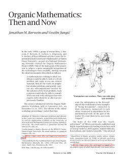 Organic Mathematics: Then and Now
