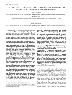 blue light and uv-a radiation control the synthesis of mycosporine