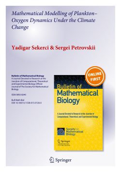 Mathematical Modelling of Plankton&ndash;Oxygen Dynamics Under the