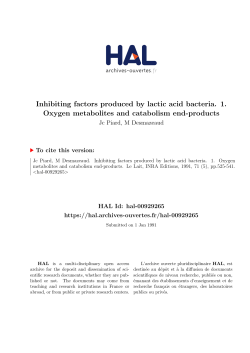 Inhibiting factors produced by lactic acid bacteria. 1. Oxygen