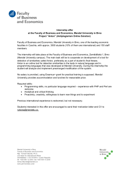 Internship offer at the Faculty of Business and Economics, Project