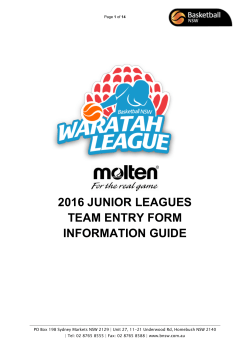 2016 junior leagues team entry form information guide