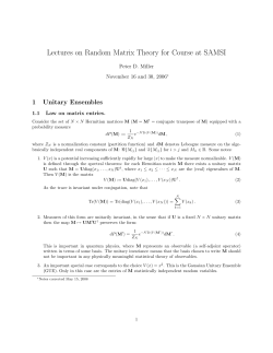Lectures on Random Matrix Theory for Course at SAMSI