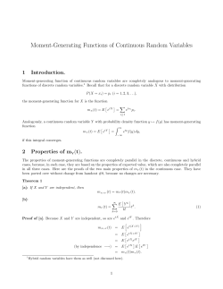 Moment-Generating Functions of Continuous Random Variables