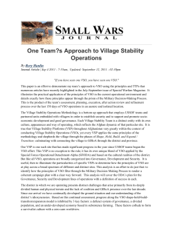 One Team?s Approach to Village Stability