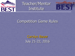 05A &ndash; 2016 Denver BEST TMI &ndash; Competition Game Rules