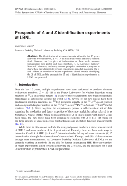 Prospects of A and Z identification experiments at LBNL