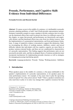 Prosody, Performance, and Cognitive Skill: Evidence
