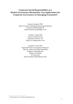 Corporate Social Responsibility as a Market Governance