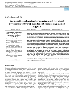 Crop coefficient and water requirement for wheat (Triticum aestivum