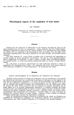 Physiological aspects of the regulation of food intake