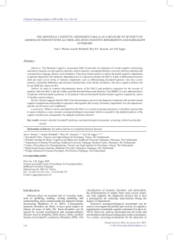 The Montreal Cognitive Assessment (MoCA)