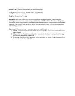 Program Title: Cognitive Assessment in Occupational Therapy