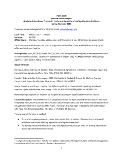 1 AGEC 3020 Practice Makes Perfect: Applying Principles of