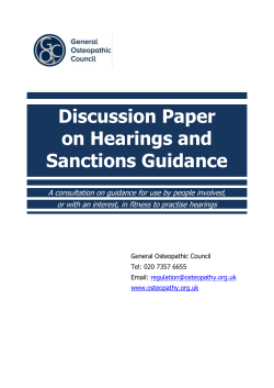 Discussion Paper on Hearings and Sanctions Guidance