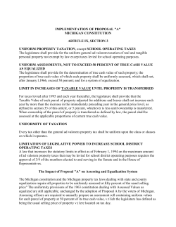 IMPLEMENTATION OF PROPOSAL "A" MICHIGAN