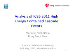 Analysis of IC86 2011 High Energy Contained Cascade Events