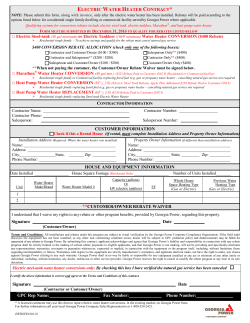 ELECTRIC WATER HEATER CONTRACT