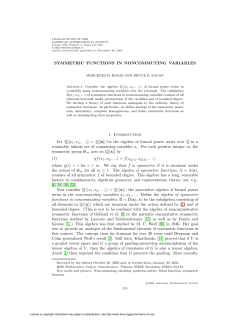 SYMMETRIC FUNCTIONS IN NONCOMMUTING VARIABLES 1