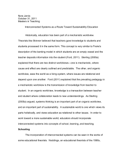 Nora Jarvis October 31, 2011 Masters in Teaching Interconnected