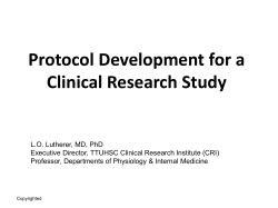 Protocol Development for a Clinical Research Study