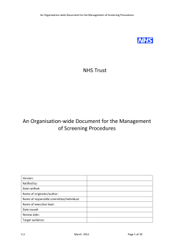 NHS Trust An Organisation-wide Document for the Management of